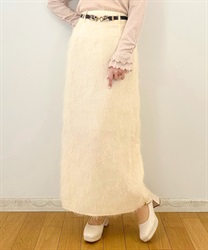 Lame Feather Tight Skirt(Cream-F)