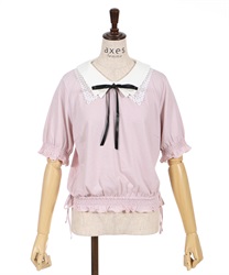 Lace collar set cleric Pullover(Pink-F)