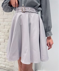 Pearl Buckle Flare Skirt(Lavender-F)