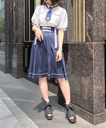 Skirt with Belt -like suspension(Navy-F)