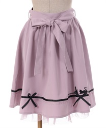 Cat silhouette embroidery Skirt(Pink-F)