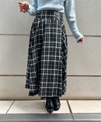 Check pattern Skirt with Belt(Black-F)