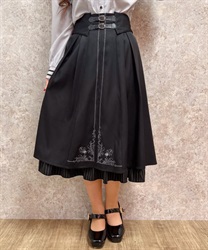 Embroidered Belted embellished Skirt(Black-F)