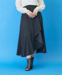 High waist frill long Skirt(Black-F)