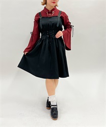Lace -up mini cami Dress(Black-F)