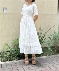 Cotton lace Dress(White-F)