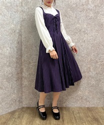 Lace -up stripe Dress(Purple-F)