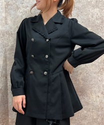 Pleated design half Jacket(Black-F)