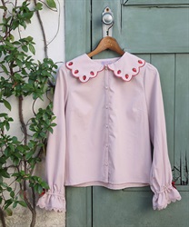 Scalap strawberry embroidery Blouse(Pink-F)
