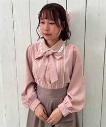 Melty heart embroidery Blouse(Pink-F)