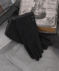 Side button lace switching gloves(Black-F)