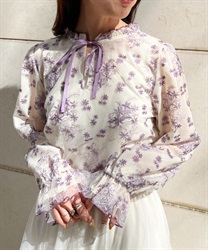 2WAY tulle embroidery Blouse(Ecru-F)