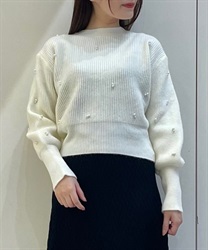 Knit Pullover with bijoux(Ecru-F)