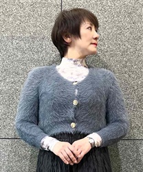 Shaggy knit V -neck cardde(Grey-F)