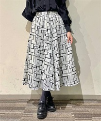 Chiffon JQ Print Skirt(Ecru-F)