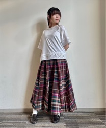 Multi -check flare switching Skirt(Brown-F)