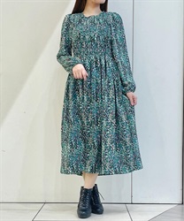 Total shirring pattern Dress(Green-F)