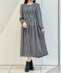 Total shirring pattern Dress(Grey-F)