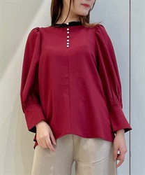 Pearl button Big Sleeve Pullover(Red-F)