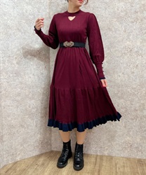 Choker style knit Dress(Wine-F)
