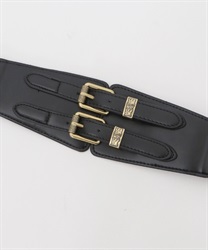 Double buckle rubber Belt(Black-F)