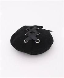 Lace -up beret(Black-F)
