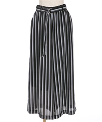 Multi -striped wide pants(Black-F)