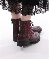 Lace -up midring boots(Wine-S)