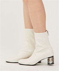 Clear heel boots with bijoux(Ecru-S)