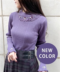 Barbot Bottle neck knit Pullover(Purple-F)