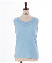 Water-absorbing quick-drying flower lace Tank top(Saxe blue-F)