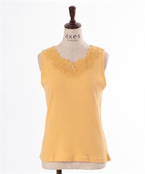 Water-absorbing quick-drying flower lace Tank top(Yellow-F)