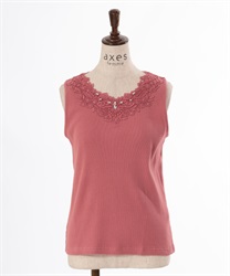 Water-absorbing quick-drying flower lace Tank top(Pink-F)
