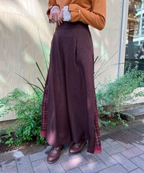 Check switching wide pants(Dark brown-M)