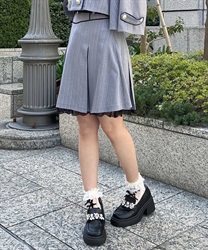 High waist mini Skirt with Belt(Grey-F)