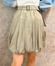 Baloon mini Skirt with Belt(Beige-F)
