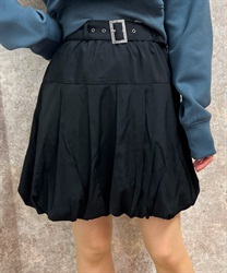 Baloon mini Skirt with Belt(Black-F)