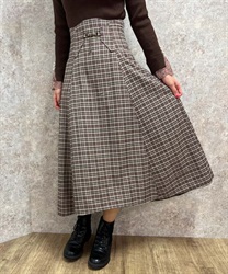Corset -style check pattern Skirt(Purple-F)