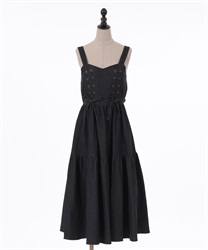 Lace Up Tea Eede Dress(Black-F)