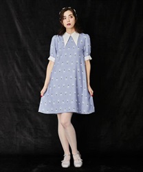 Rosesel Quiye Pattern Sack Dress(Blue-F)