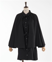 Long Cape Set Mini Dress(Black-F)
