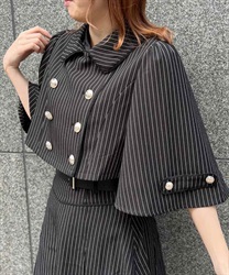 double button cape jacket(Black-F)