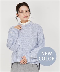 Sleeve pearl velor mall knit(Saxe blue-F)