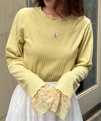 Margaret embroidery rib  Tops(Yellow-F)