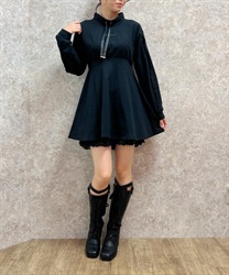 Back brushed cut mini Dress(Black-F)