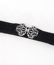 Bow Ornament Rubber Belt(Silver-F)