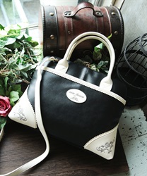 Rose embroidery PC bag(Black-M)