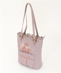 Bouquet embroidery tote bag(Lavender-M)
