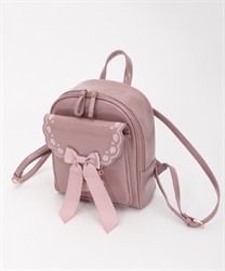 Flap embroidery backpack(Pink-M)