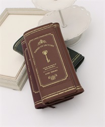 Book -style design long wallet(Brown-F)